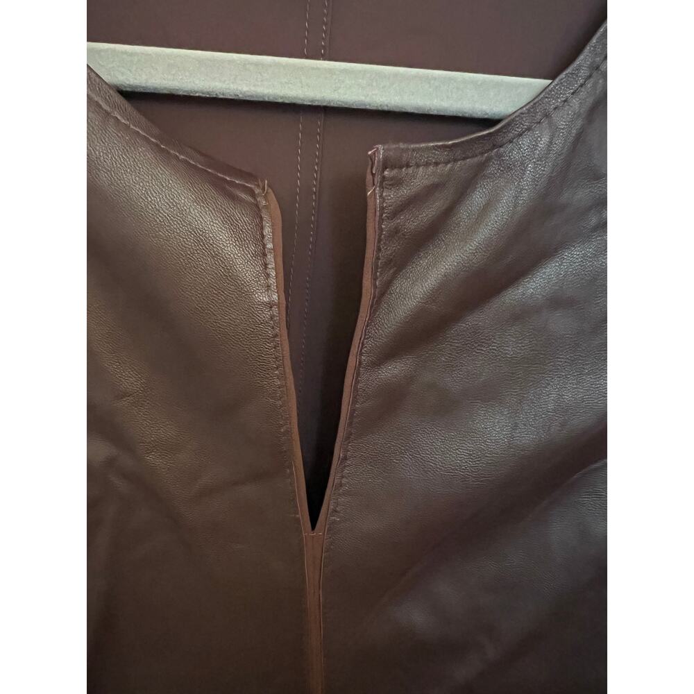 Ecru Patchwork Leather Front Top Chocolate Brown … - image 7